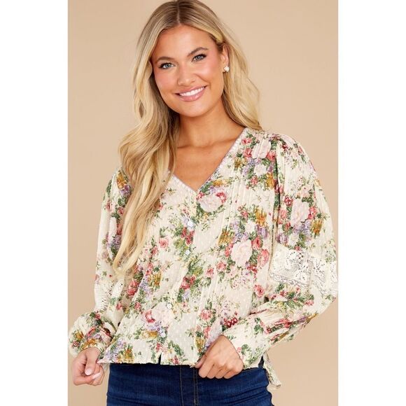 Loveshackfancy Merida Blouse in Beige - Picture 1 of 12